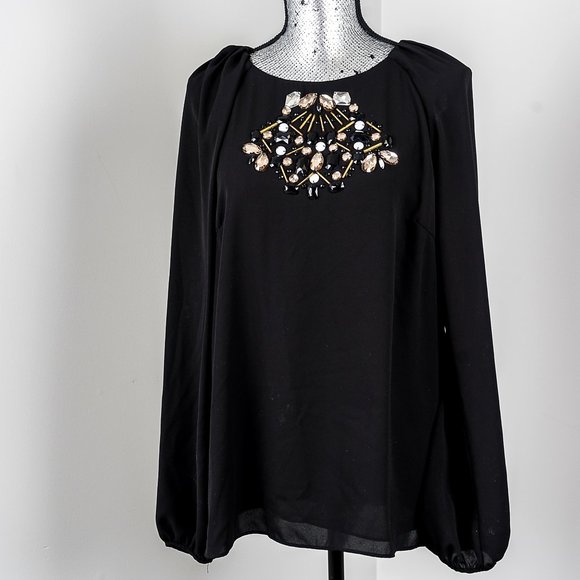 NWT Jeanne Beker jewelled blouse - M - Picture 1 of 4